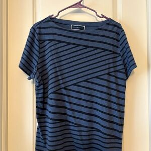 Karen Scott Blue and Black Striped Shirt